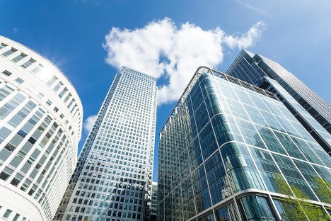 skyscrapers with clouds in the sky